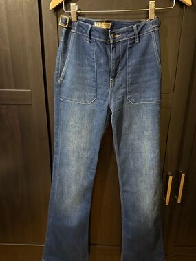 Zara Z1975 Marine Straight Jeans | Size 4 | High-Rise Patch Pocket |Vintage Wash